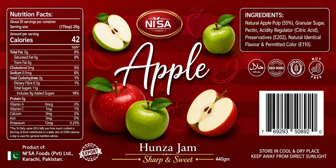 Ni'sa Hunza Jam Product Label