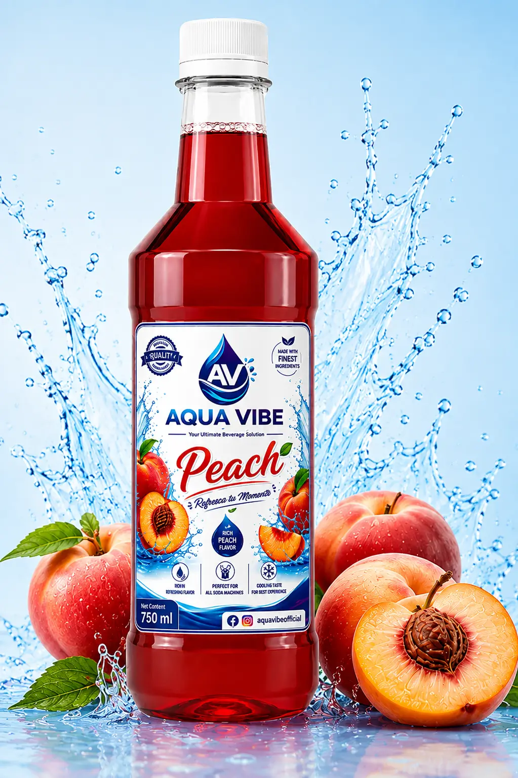 Aqua Vibe Regular Syrups - Peach